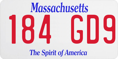 MA license plate 184GD9