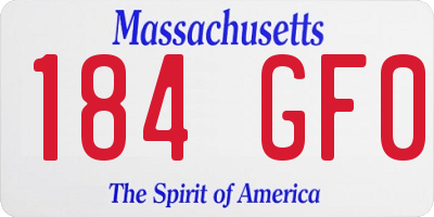 MA license plate 184GF0
