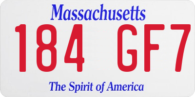 MA license plate 184GF7