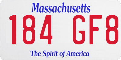 MA license plate 184GF8