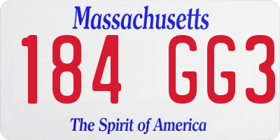 MA license plate 184GG3