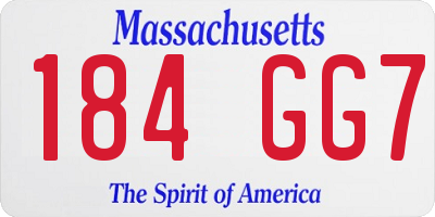 MA license plate 184GG7