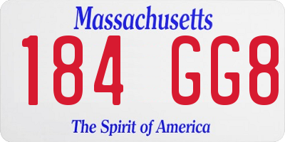 MA license plate 184GG8