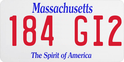 MA license plate 184GI2