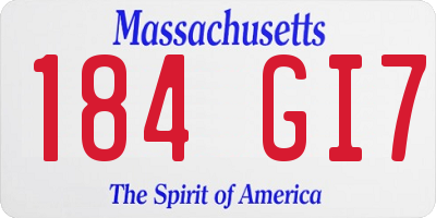 MA license plate 184GI7