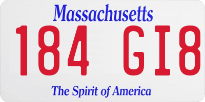 MA license plate 184GI8