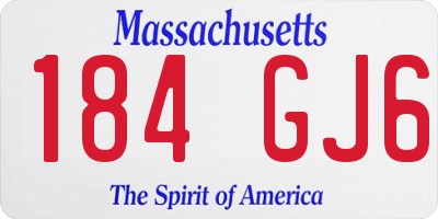 MA license plate 184GJ6