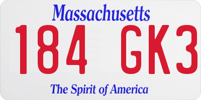 MA license plate 184GK3