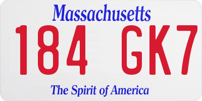 MA license plate 184GK7