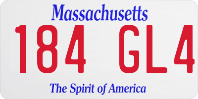 MA license plate 184GL4