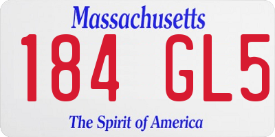 MA license plate 184GL5