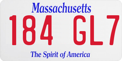MA license plate 184GL7