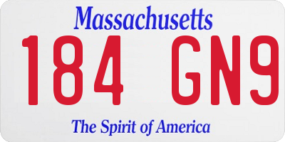 MA license plate 184GN9