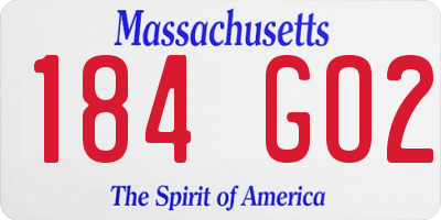 MA license plate 184GO2