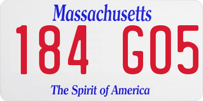 MA license plate 184GO5