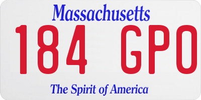 MA license plate 184GP0
