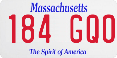 MA license plate 184GQ0