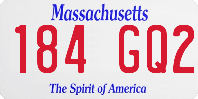MA license plate 184GQ2