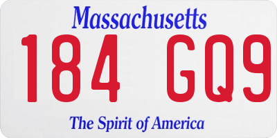 MA license plate 184GQ9