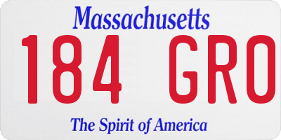MA license plate 184GR0