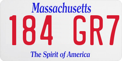 MA license plate 184GR7