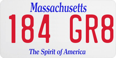 MA license plate 184GR8