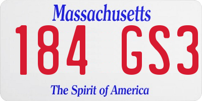 MA license plate 184GS3