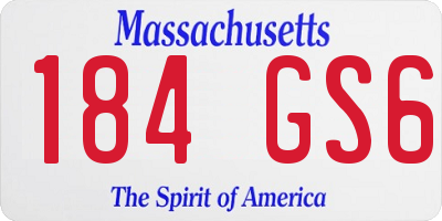 MA license plate 184GS6