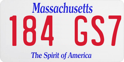 MA license plate 184GS7
