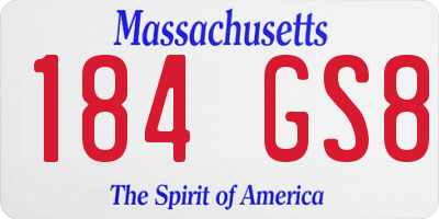 MA license plate 184GS8