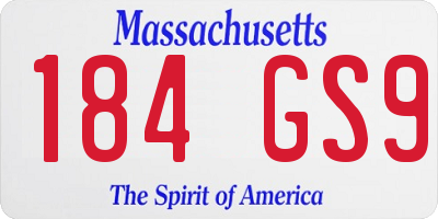MA license plate 184GS9