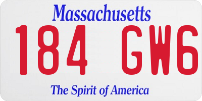 MA license plate 184GW6