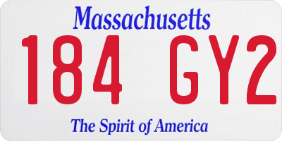 MA license plate 184GY2