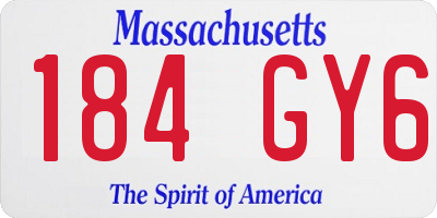 MA license plate 184GY6