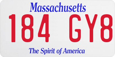 MA license plate 184GY8