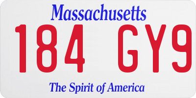 MA license plate 184GY9