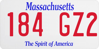 MA license plate 184GZ2