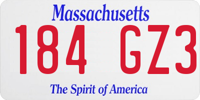 MA license plate 184GZ3