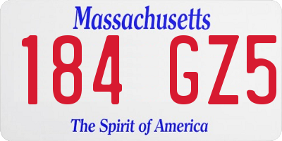 MA license plate 184GZ5