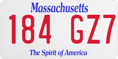 MA license plate 184GZ7