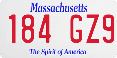 MA license plate 184GZ9
