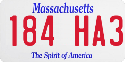MA license plate 184HA3