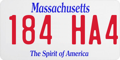 MA license plate 184HA4