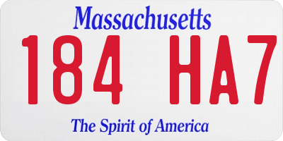 MA license plate 184HA7