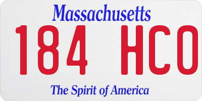 MA license plate 184HC0
