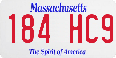 MA license plate 184HC9