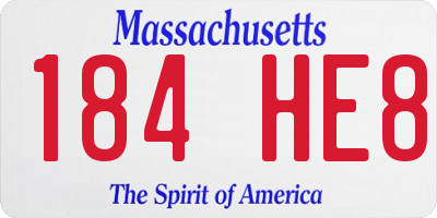 MA license plate 184HE8