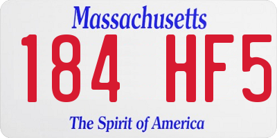 MA license plate 184HF5