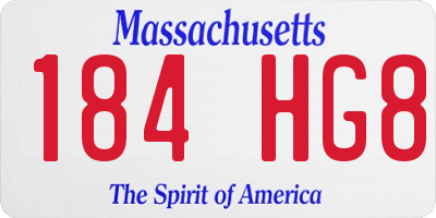 MA license plate 184HG8