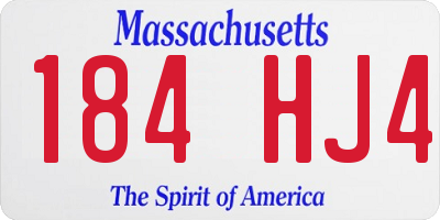 MA license plate 184HJ4